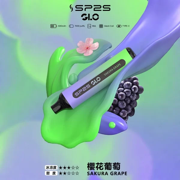 SP2S GLO 7000口一次性電子煙 櫻花葡萄